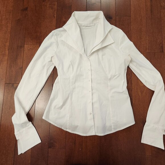 Anne Fontaine women's long sleeve white button up dress shirt in size 40 - Picture 1 of 8